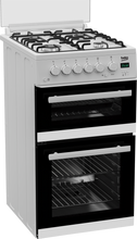 Load image into Gallery viewer, Beko EDG507W 50cm Twin Cavity Gas Cooker with Gas Hob - White
