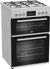 Load image into Gallery viewer, Beko EDG6231W 60cm Twin Cavity Gas Cooker with Enamel Hob - White
