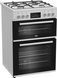 Beko EDG6231W 60cm Twin Cavity Gas Cooker with Enamel Hob - White