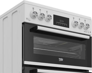 Beko EDG6231W 60cm Twin Cavity Gas Cooker with Enamel Hob - White