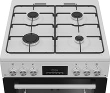 Load image into Gallery viewer, Beko EDG6231W 60cm Twin Cavity Gas Cooker with Enamel Hob - White
