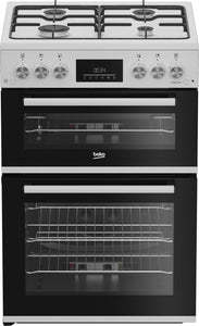 Beko EDG6231W 60cm Twin Cavity Gas Cooker with Enamel Hob - White