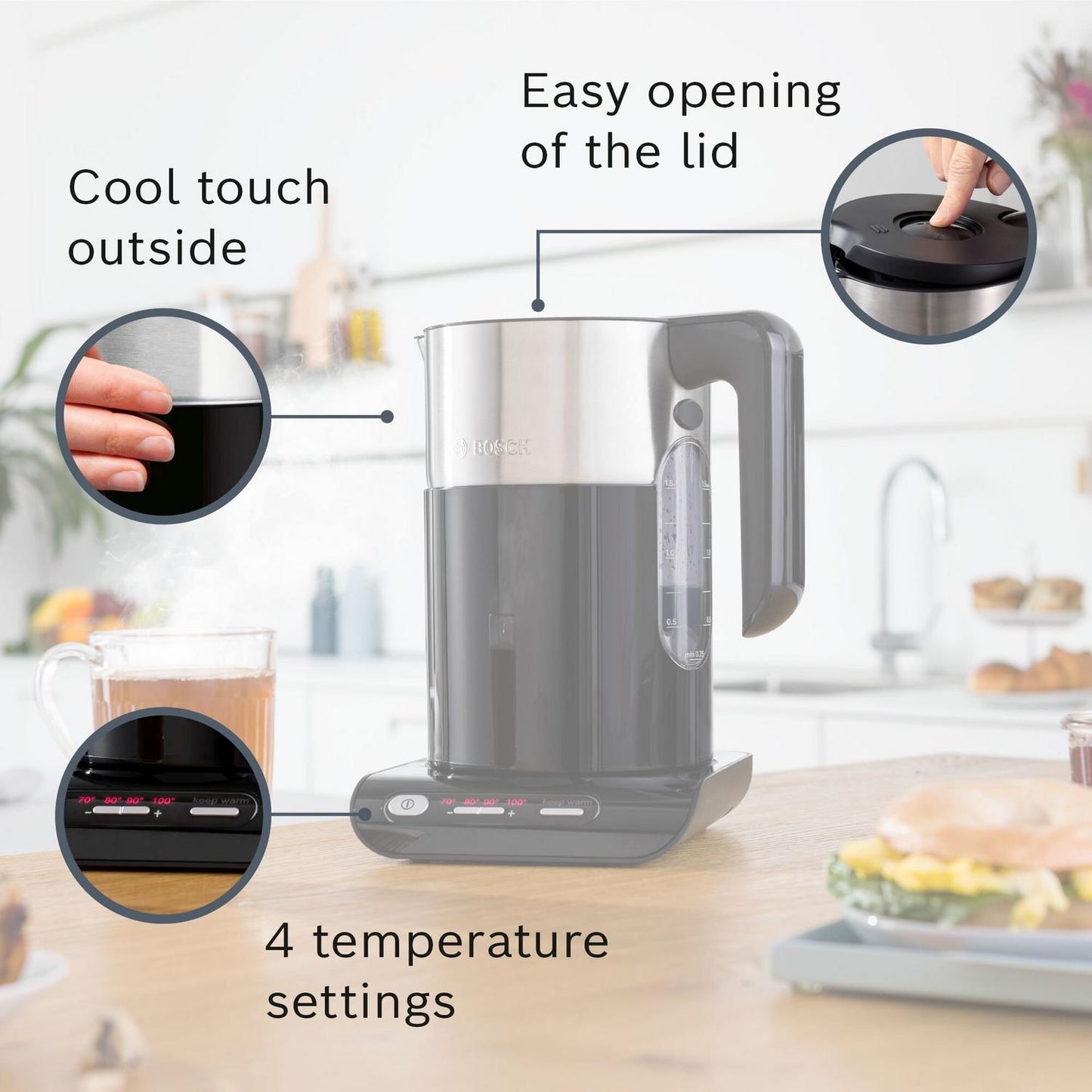 Bosch TWK8633GB 1.5 Litres Jug Kettle - Black