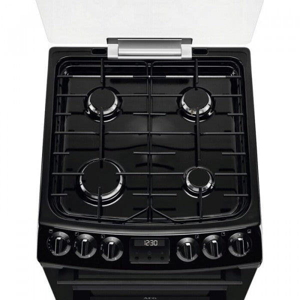 AEG CGX1130ACB 55cm Double Oven Gas Cooker with Lid - Black