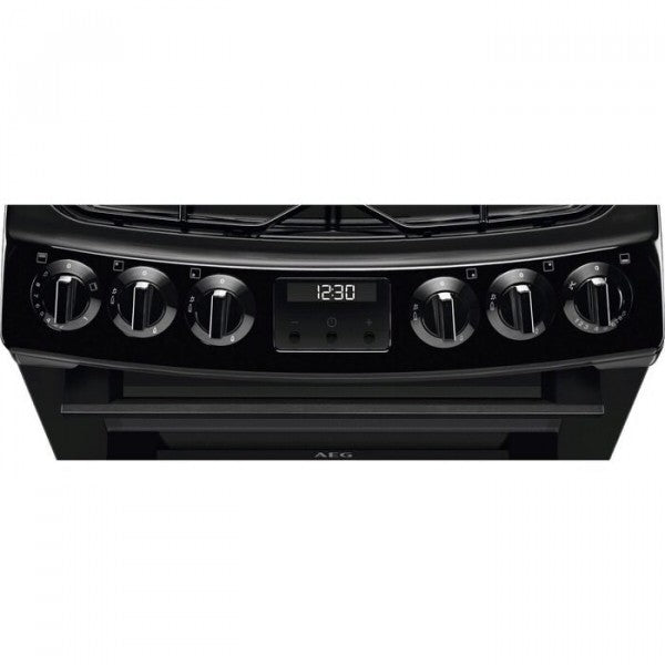 AEG CGX1130ACB 55cm Double Oven Gas Cooker with Lid - Black
