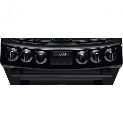 AEG CGX1130ACB 55cm Double Oven Gas Cooker with Lid - Black