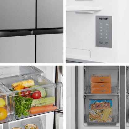 Fridgemaster MQ79395ES 79.4cm 65/35 Total No Frost American Fridge Freezer - Silver