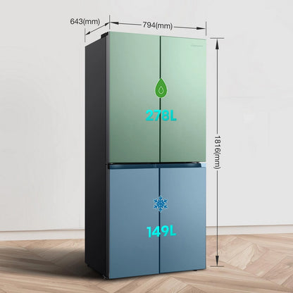 Fridgemaster MQ79395ES 79.4cm 65/35 Total No Frost American Fridge Freezer - Silver