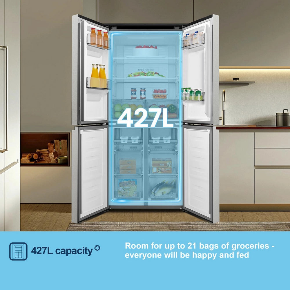 Fridgemaster MQ79395ES 79.4cm 65/35 Total No Frost American Fridge Freezer - Silver