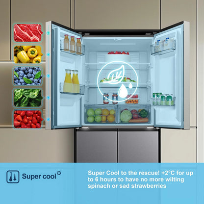 Fridgemaster MQ79395ES 79.4cm 65/35 Total No Frost American Fridge Freezer - Silver