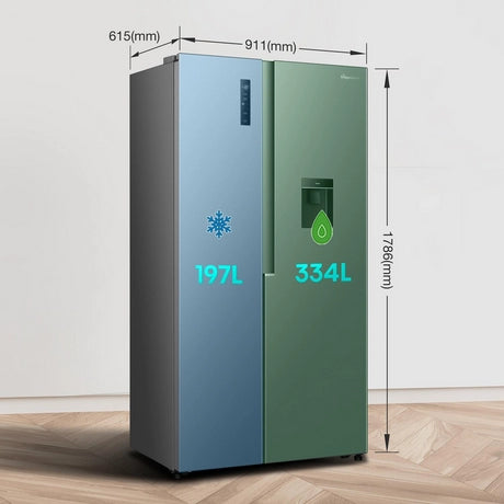 Fridgemaster MS91558DES 91.1cm 60/40 Total No Frost American Fridge Freezer - Silver