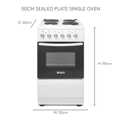 Haden HES051W 50cm Single Oven Electric Cooker - White