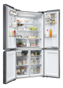 Haier HCR5919EHMB 90cm Freestanding American Fridge Freezer - Brushed Black