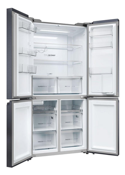 Haier HCR5919EHMB 90cm Freestanding American Fridge Freezer - Brushed Black