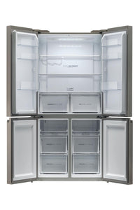 Haier HCR59F19ENMM 90.8cm Freestanding American Fridge Freezer - Platinum Inox