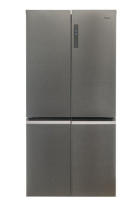 Haier HCR59F19ENMM 90.8cm Freestanding American Fridge Freezer - Platinum Inox