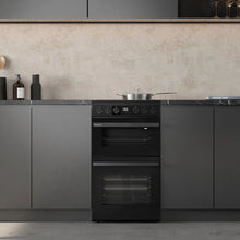 Load image into Gallery viewer, Hisense HDCEC5C10B 50cm Double Oven Electric Cooker with Ceramic Hob - Black
