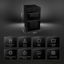 Load image into Gallery viewer, Hisense HDCEC5C10B 50cm Double Oven Electric Cooker with Ceramic Hob - Black
