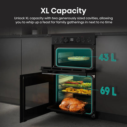 Hisense HDCEC5C10B 50cm Double Oven Electric Cooker with Ceramic Hob - Black
