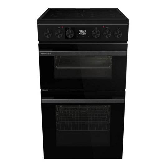 Hisense HDCEC5C10B 50cm Double Oven Electric Cooker with Ceramic Hob - Black
