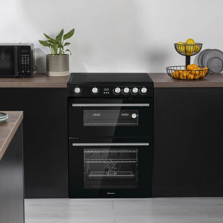 Hisense HDE3211BBUK 60cm Double Oven Electric Cooker with Ceramic Hob - Black