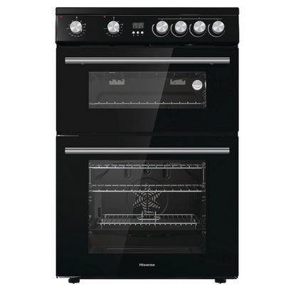 Hisense HDE3211BBUK 60cm Double Oven Electric Cooker with Ceramic Hob - Black