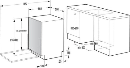 Hisense HV663A60UK Full-Size Fully Integrated Dishwasher - 16 Place Settings
