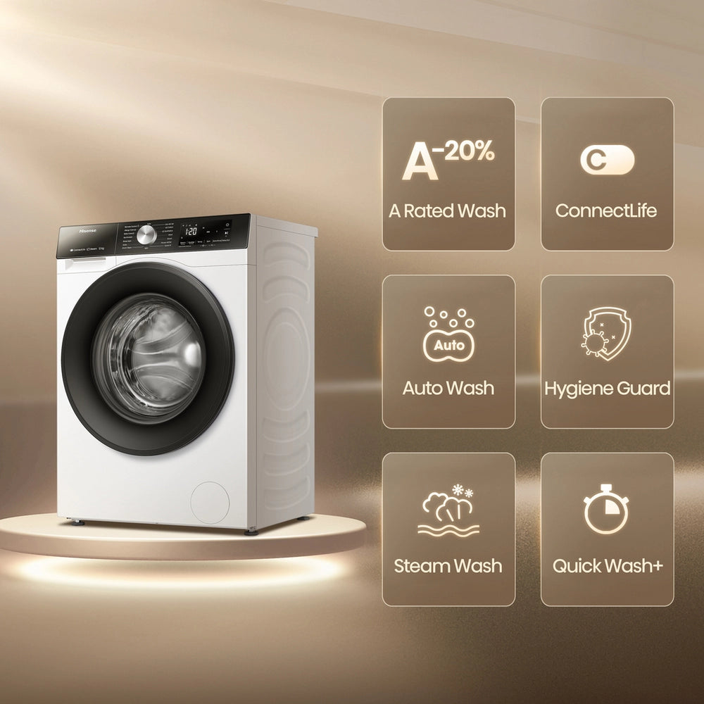 Hisense WF3S1243BW3 12kg 1400 Spin, Steam Washing Machine - White