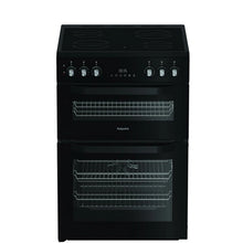 Load image into Gallery viewer, Hotpoint HDE6VDC2B1 60cm Double Oven Electric Cooker with Ceramic Hob - Black
