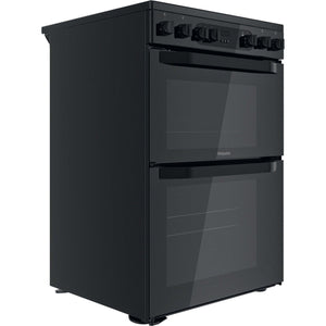 Hotpoint HDEU67V9C2BUK 60cm Double Oven Electric Cooker with Ceramic Hob - Black