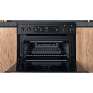 Hotpoint HDEU67V9C2BUK 60cm Double Oven Electric Cooker with Ceramic Hob - Black