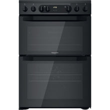 Load image into Gallery viewer, Hotpoint HDEU67V9C2BUK 60cm Double Oven Electric Cooker with Ceramic Hob - Black
