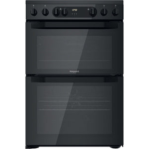 Hotpoint HDEU67V9C2BUK 60cm Double Oven Electric Cooker with Ceramic Hob - Black