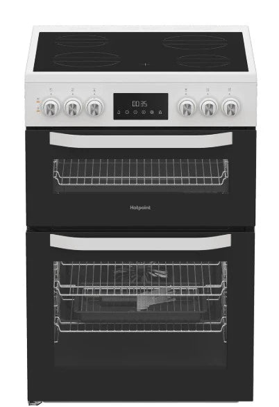 Hotpoint HTE6VDCW - White 60cm Electric Cooker - Ceramic Hob - A Energy