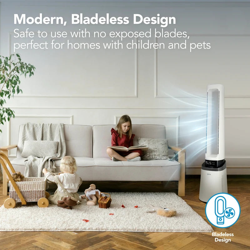 Igenix   IGFD02549W 41 Inch Bladeless Tower Fan with Air Purifier, 2-in-1 Cooling Tower Fan