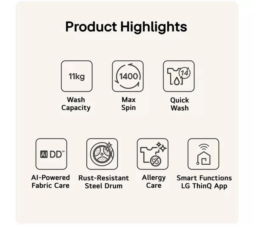 LG Series 4 Pro AI Direct Drive F4Y711NCTN1 - 11 kg Washing Machine - Onyx Black