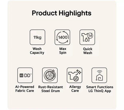 LG Series 4 Pro AI Direct Drive F4Y711NCTN1 - 11 kg Washing Machine - Onyx Black