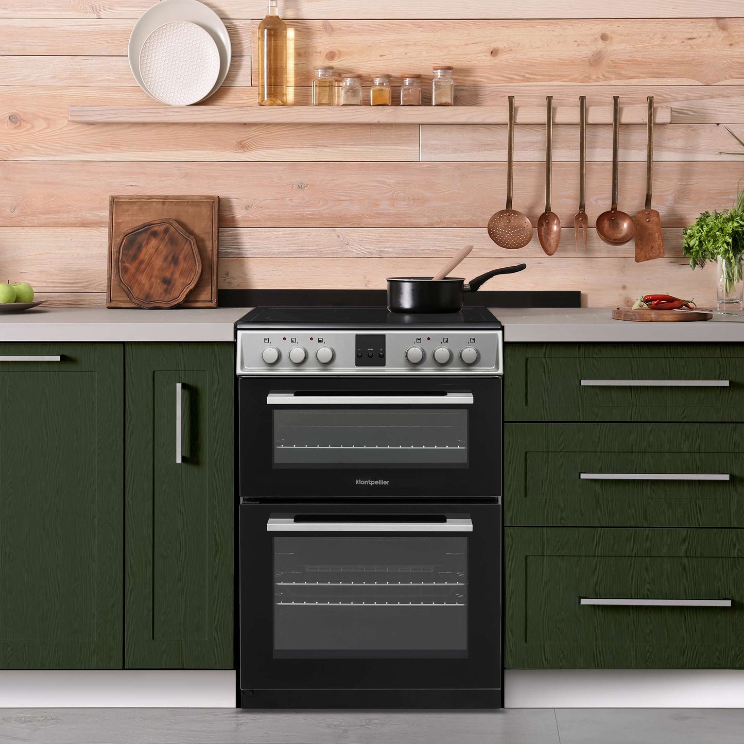 Montpellier MDOC60FS Silver 60cm Double Oven Cooker