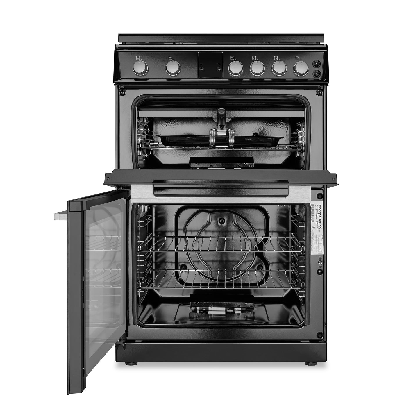 Montpellier MDOG60LK Black Gas Double Oven Lidded 60cm Cooker