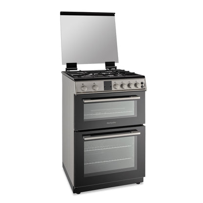 Montpellier MDOG60LS Silver Gas Double Oven Lidded 60cm Cooker