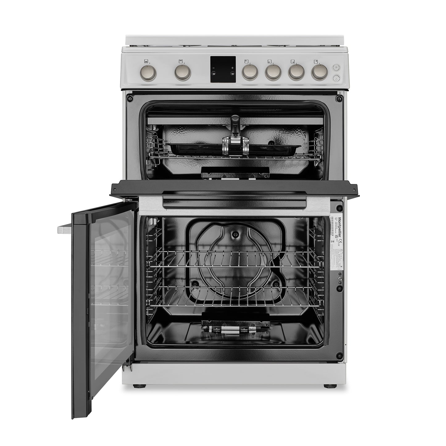 Montpellier MDOG60LW White Gas Double Oven Lidded 60cm Cooker