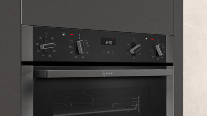 Neff U1ACE2HG0B 59.4cm Built In Electric Double Oven - Black with Graphite Trim