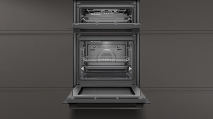 Neff U1ACE2HG0B 59.4cm Built In Electric Double Oven - Black with Graphite Trim