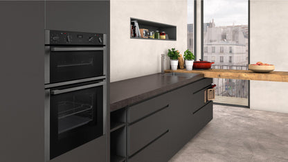 Neff U1ACE2HG0B 59.4cm Built In Electric Double Oven - Black with Graphite Trim