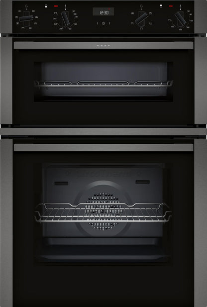 Neff U1ACE2HG0B 59.4cm Built In Electric Double Oven - Black with Graphite Trim