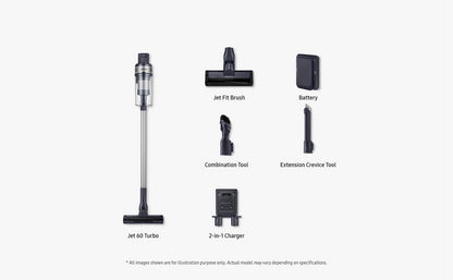 Samsung VS15A6031R4/EU Jet 60 Turbo Cordless Stick Vacuum Cleaner - 40 Minutes Run Time - Teal Violet