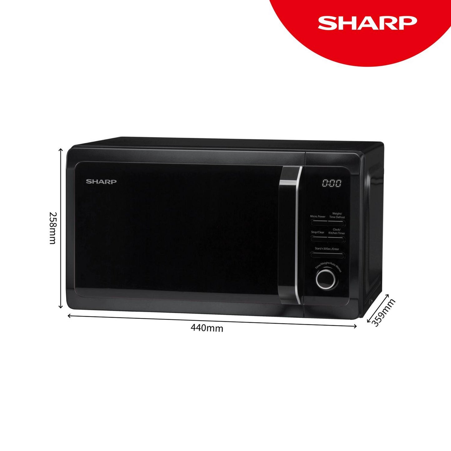 SharpR274KM Solo Digital Microwave 20 Litre Capacity 800 Watt Black
