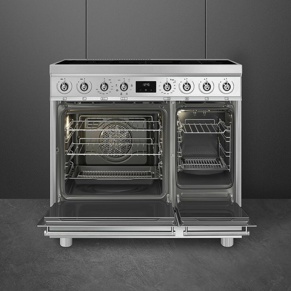 Smeg C92IMX2 90cm Electric Rangecooker with Double Oven and Induction Hob - Stainless steel