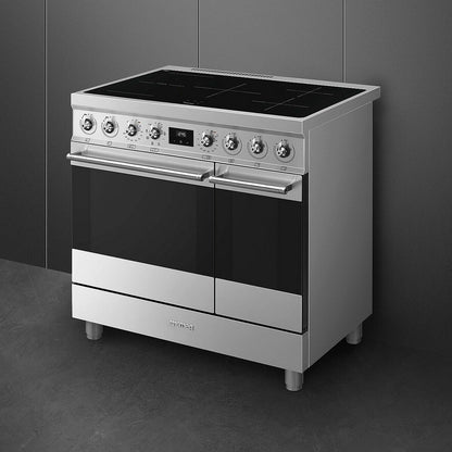 Smeg C92IMX2 90cm Electric Rangecooker with Double Oven and Induction Hob - Stainless steel
