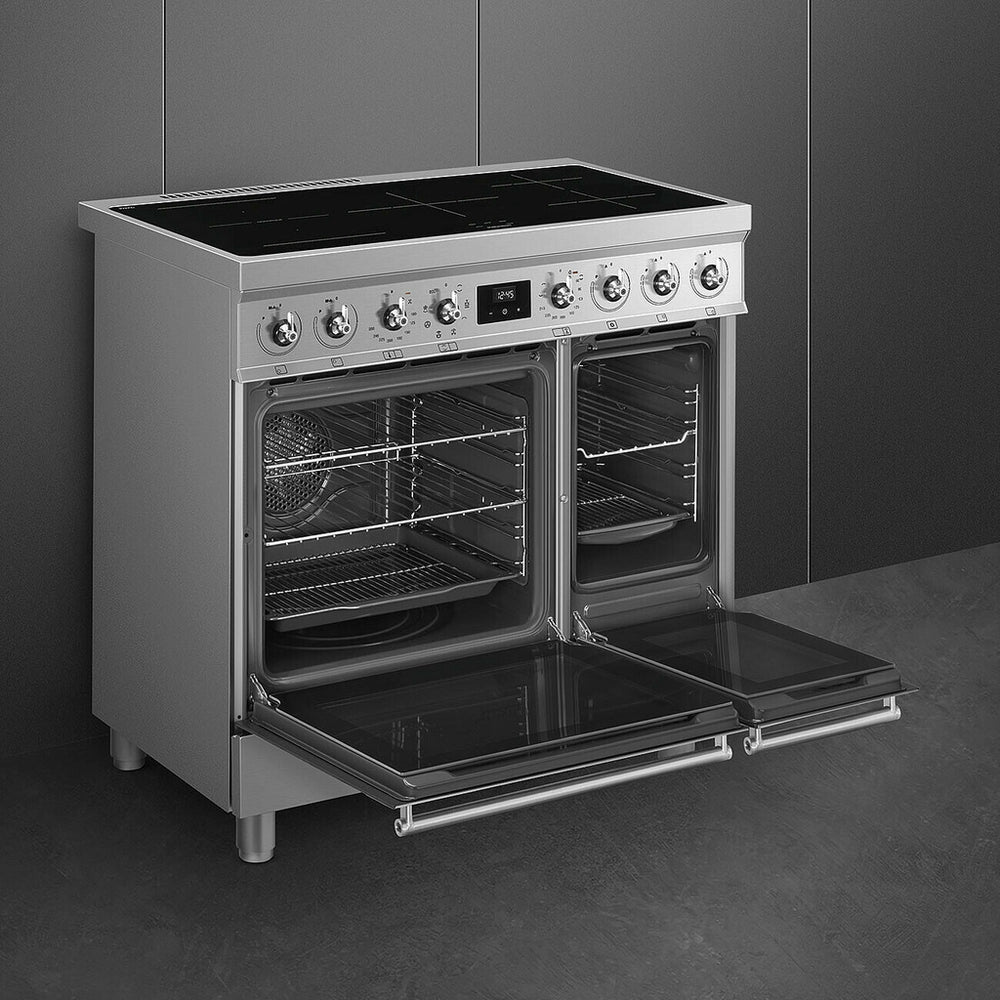 Smeg C92IMX2 90cm Electric Rangecooker with Double Oven and Induction Hob - Stainless steel